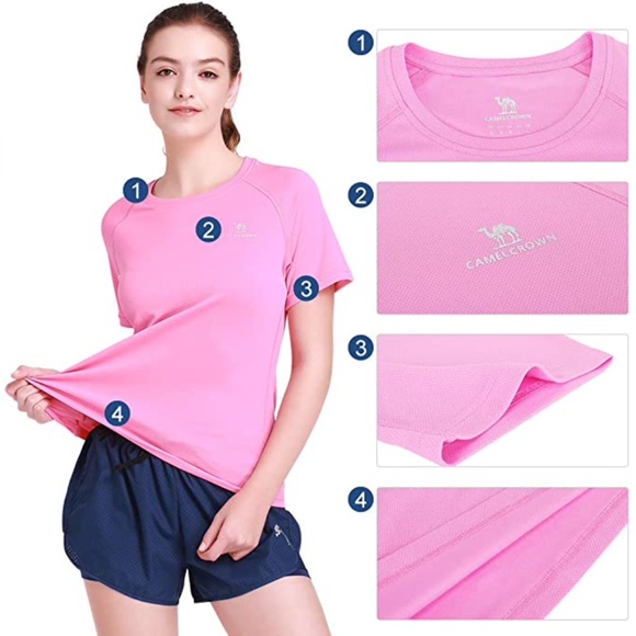 NEW Women's Quick Dry T-Shirt Short Sleeve M Pink - Picture 2 of 5